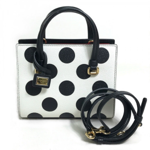 DOLCE&amp;GABBANA Handbag leather White x Black x Red Dot Pattern 2WAY Wom