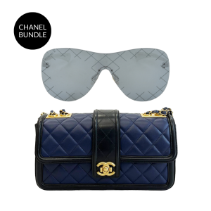 Chanel – Coffret Duo Accessoires : Sac Jumbo CC Flap Navy & Lunettes Shield 71158