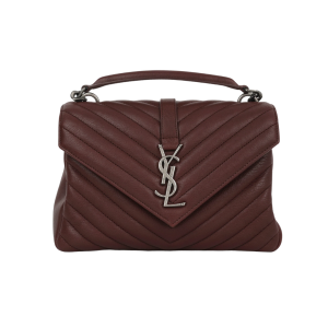 Saint Laurent – Sac College en cuir matelassé, Bordeaux
