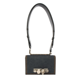 Alexander McQueen - Skull Padlock Fold Over Clutch Shoulder Bag, Blue