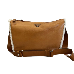 Prada – Shearling Shoulder Bag, Brown