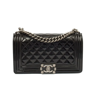 Chanel - Medium, Patent Boy, Crossbody, Black